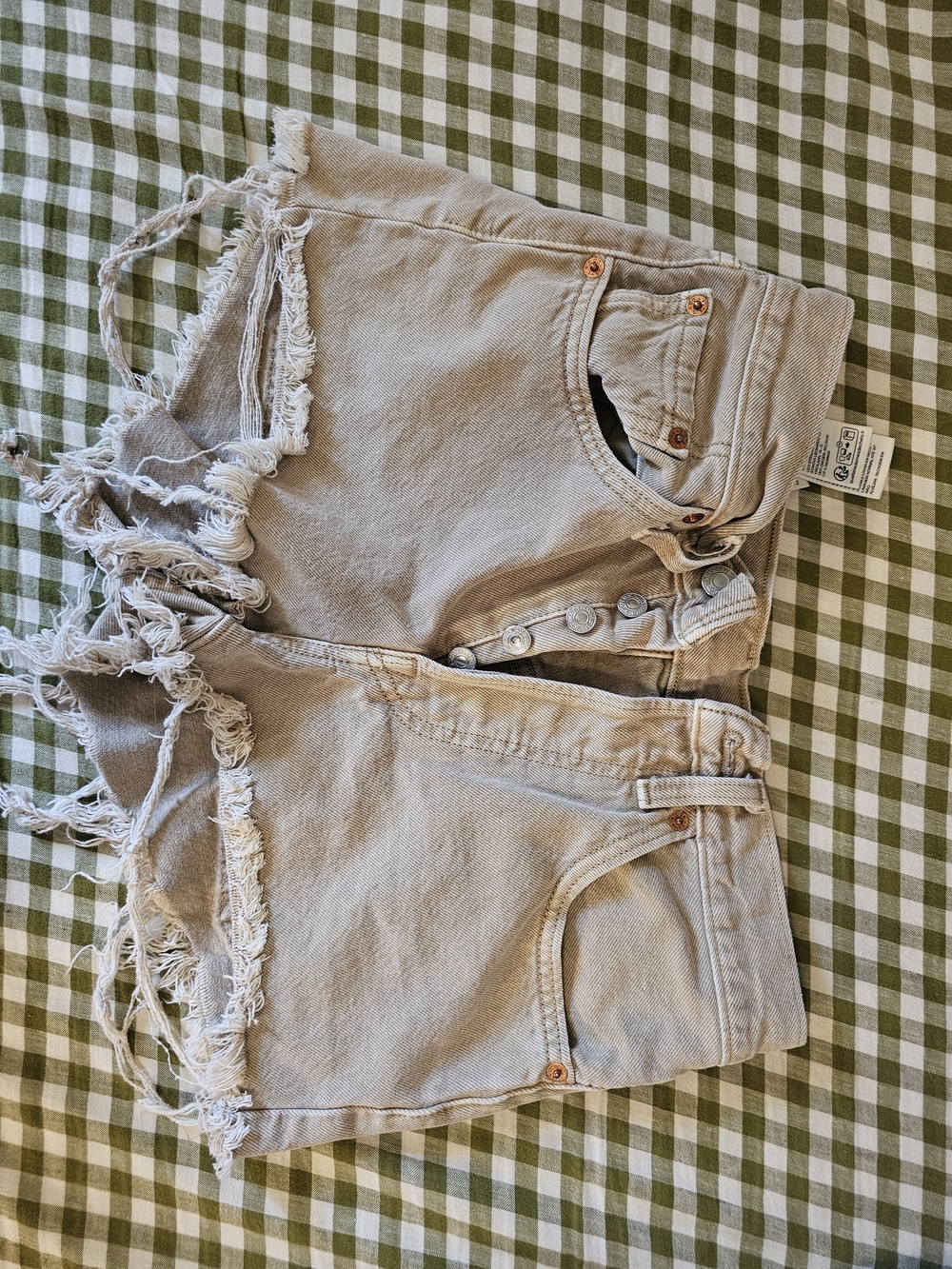 Levi's Beige/Tan Frayed Hem Jean Shorts